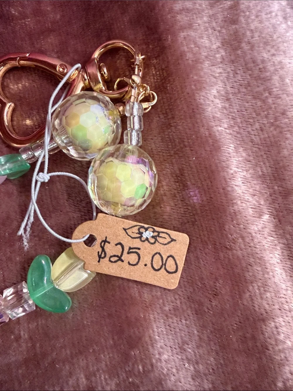 Handmade 🍋 Phone Charm Wristlet with Pastel Yellow & Flower Accents
